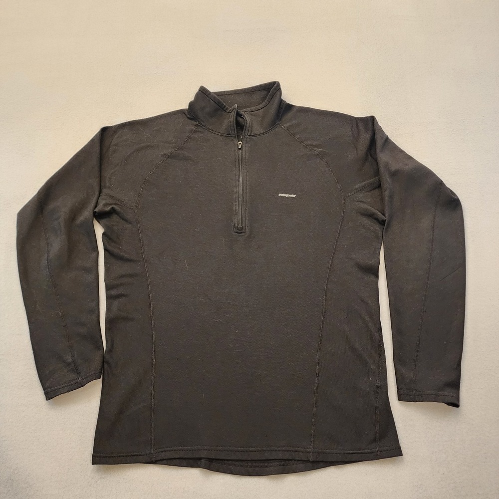 Vintage Patagonia Mens Medium Black Quarter Zip Pullover Outdoor Hiking USA